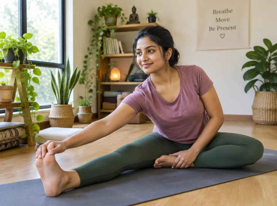 Beginner-friendly guided yoga practice at Sukoon Yoga Studio
