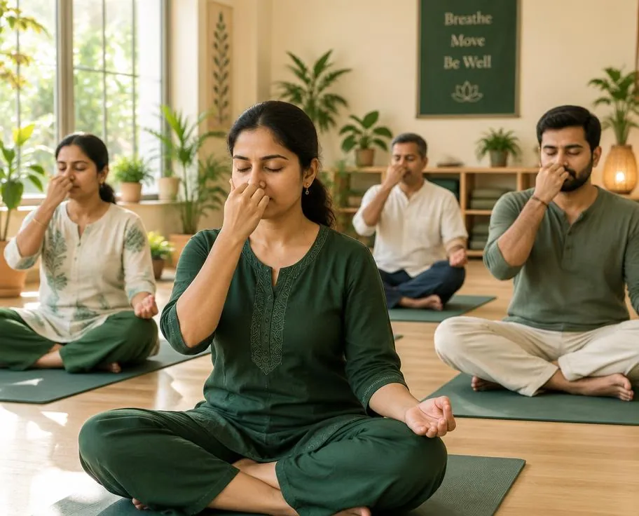 Group breathing workshop at Sukoon Yoga Studio